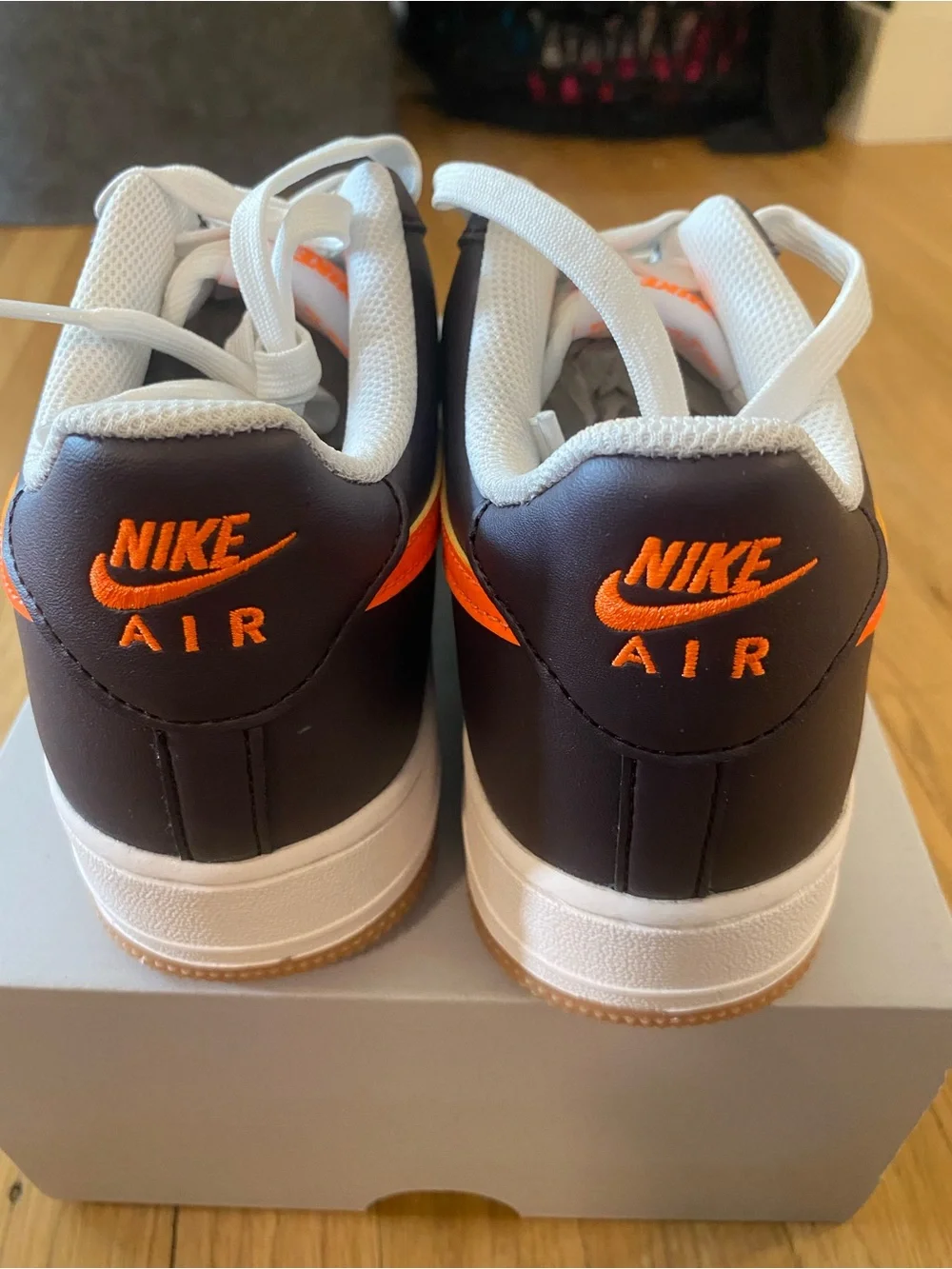 NEW Nike Air Force 1 (GS) Youth Shoes Navy & orange